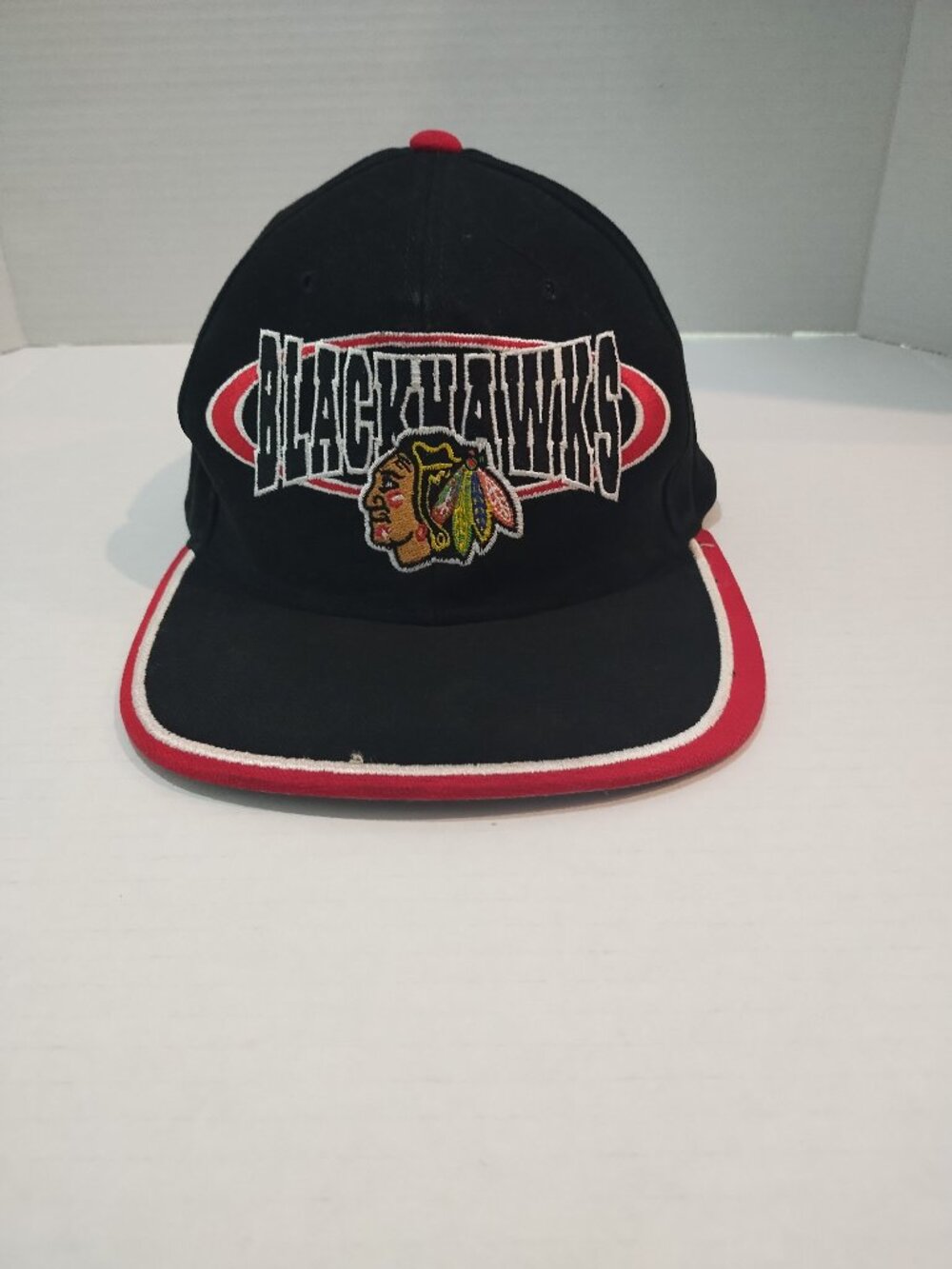 VINTAGE Chicago Blackhawks Hat Cap Snap Back Black Starter NHL Hockey